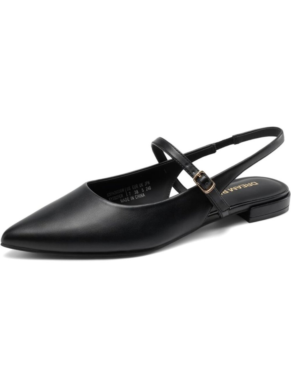 Dream Pairs Women's Black Pointed Toe Slingback Dressy Mary Jane Ballet Flats